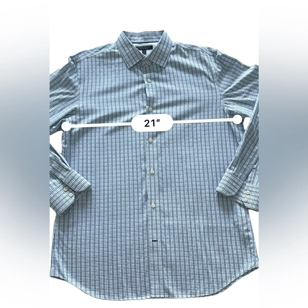 Banana Republic Non-iron slim fit long sleeve dress shirt Blue plaid‎ Size Large